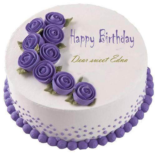 Write Your Name On Purple Happy Birthday Cake Online